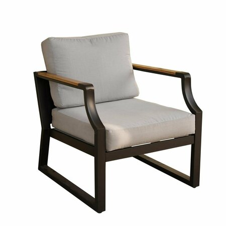 CLAUSTRO 2 Piece Outdoor Garden Black Iron Single Sofas with Grey Cushions CL2947852